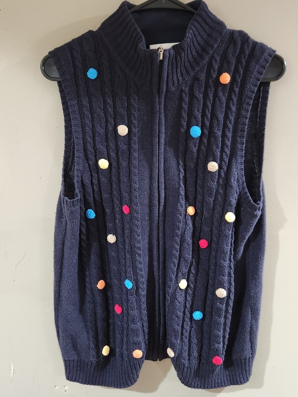 Vintage Christopher & Banks Knit Vest Knit Polka Dots Size M